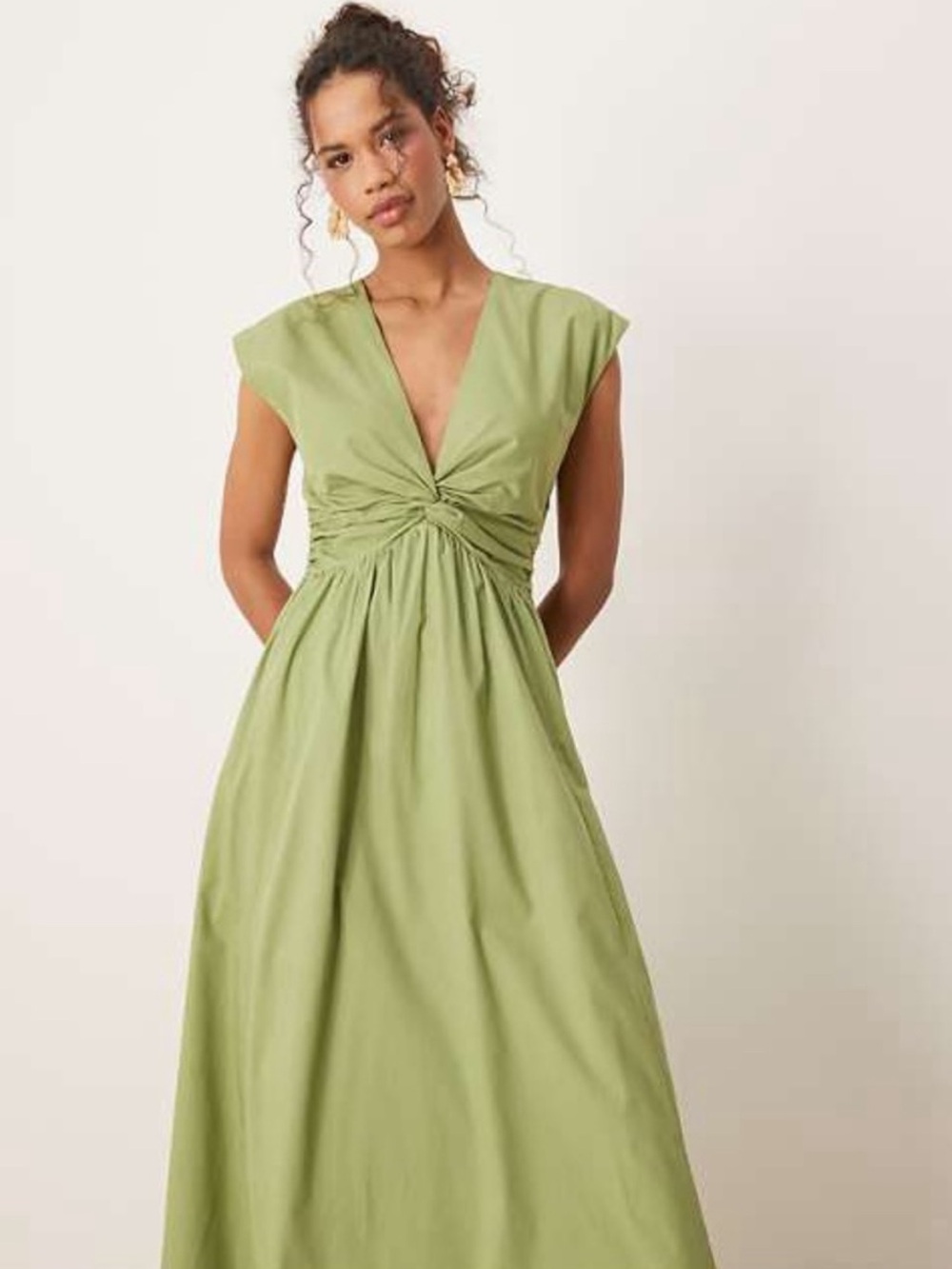 Abercrombie & Fitch Twist Bodice Femme Maxi Dress in Green M tall NWT